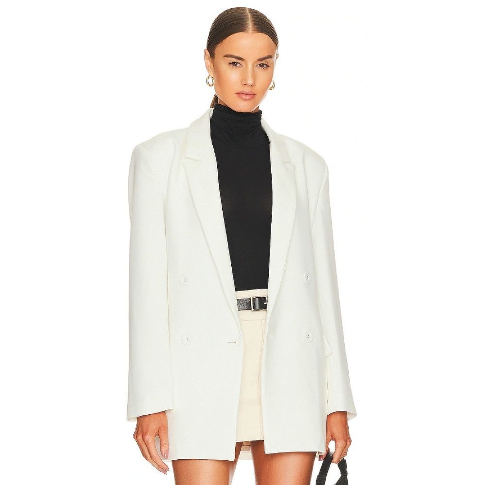 Bardot Revolve Classic Blazer L Tailored Career Casual Minimalist White Maison